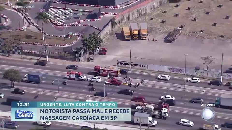 Motorista passa mal em avenida na zona leste de São Paulo e recebe massagem cardíaca de bombeiros
