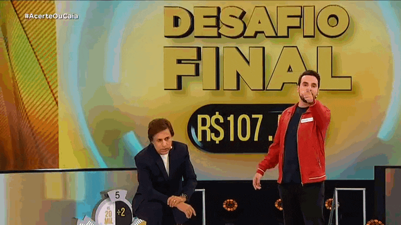 Reprodução em GIF - Marco Castro vence Acerte ou Caia! e leva prêmio de R$ 53.750 mil (03:30)
