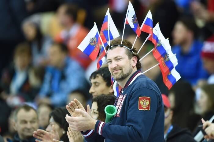 Não é preciso nem dizer que este torcedor estava com a Rússia na cabeça