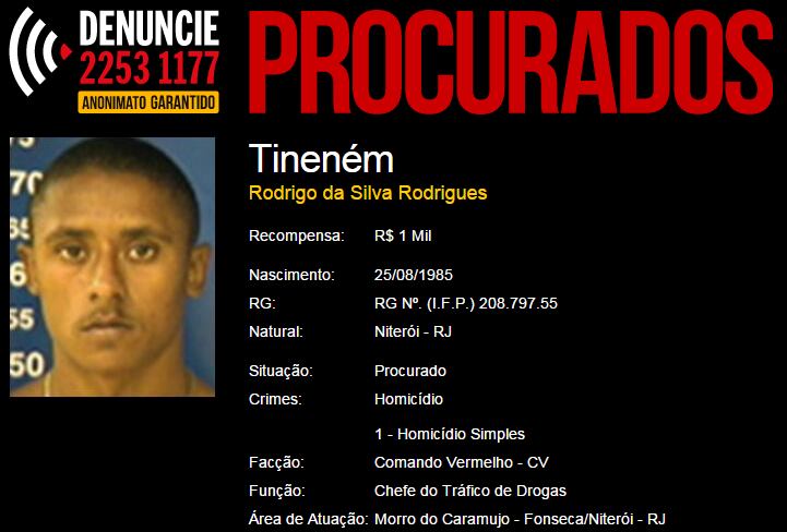 A Polícia Militar fez nesta segunda-feia (5) uma operação na comunidade do Caramujo para buscar suspeitos do crime. Houve tiroteio, mas ninguém ficou ferido. Também não foram registradas prisões. Para a polícia, partiu de Rodrigo da Silva Rodrigues, conhecido como Tineném, chefe do tráfico da favela, a ordem de atirar em qualquer carro que entre na comunidade e seja considerado suspeito pelos criminosos. O Disque Denúncia oferece a recompensa de R$ 1.000 por informações que leve à prisão de Tineném