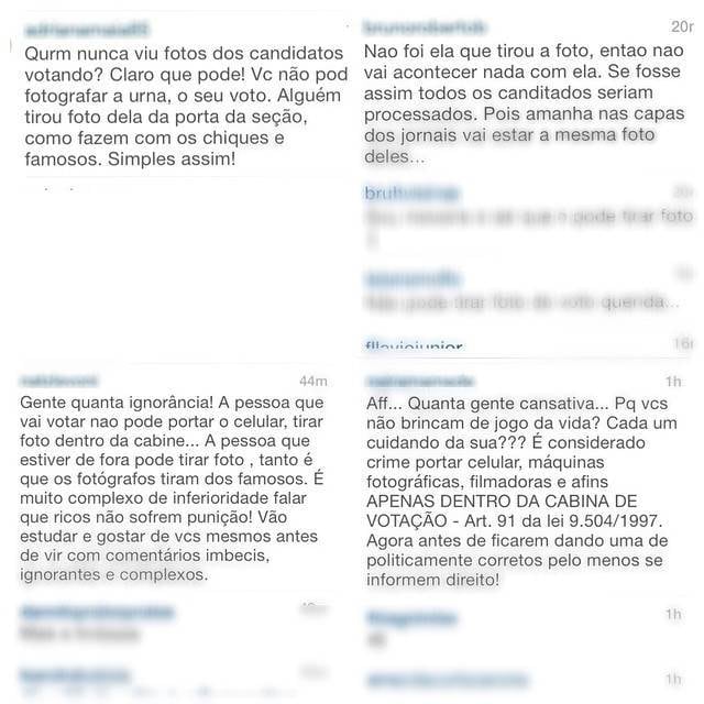 Em montagem postada na sua página do Instagram, ela explicou que não cometeu crime e ressaltou comentários de seguidores que a apoiaram