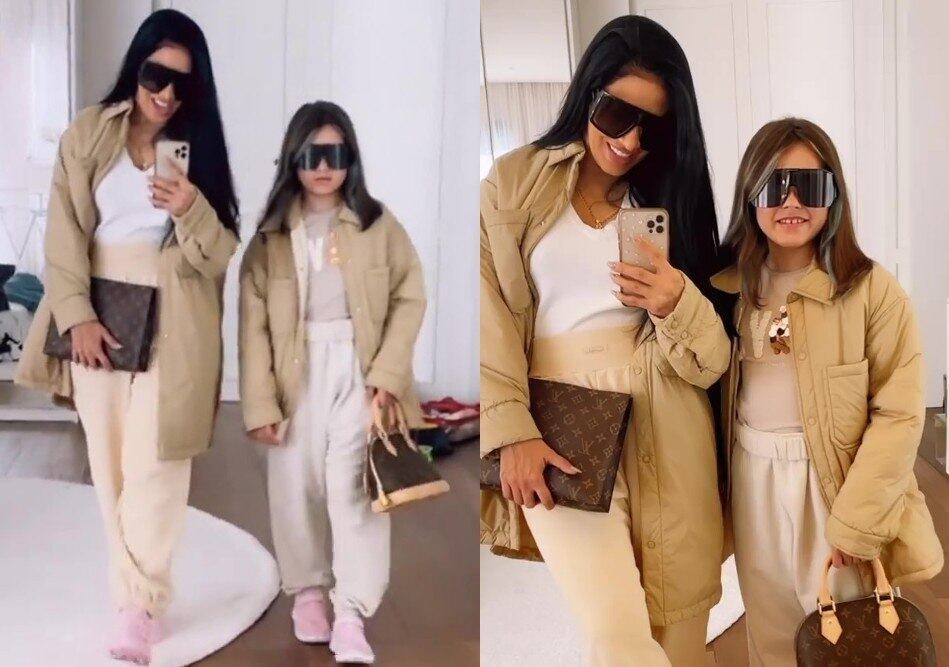 No começo deste mês, Giovanna, filha de Simaria, quis dar uma voltinha vestindo um look igual ao da mãe. Para realizar esse desejo, a cantora precisou improvisar. Mas o que chamou atenção foi a bolsa usada pela menina de 9 anos, da grife francesa Louis Vuitton. O modelo se chama "Alma BB" e pode ser encontrado no site da marca por R$ 8.950