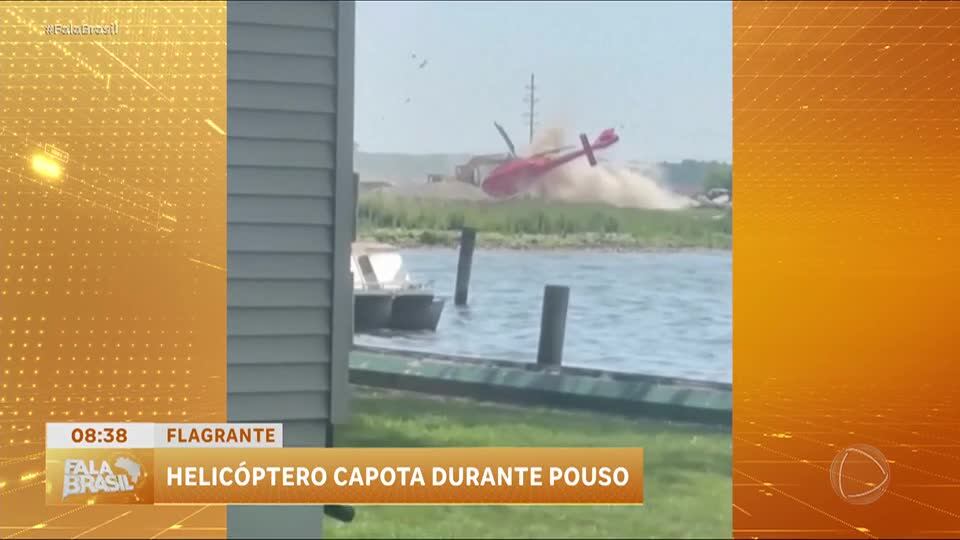 Helicóptero capota durante pouso em Michigan, nos EUA