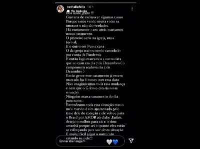 Publicação da esposa de Douglas Costa no Instagram