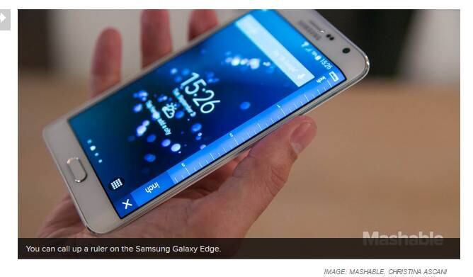 De acordo com as informações divulgadas no Mashable, a tela curva do Galaxy Edge é diferente de tudo que já foi lançado. Ela é inteiramente dobrada para dentro, sem que perca o toque capacitivo ou a qualidade de imagem