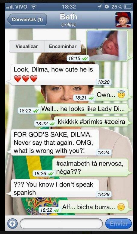 Dilma Bolada também é amiga da rainha da Inglaterra, que mandou a foto do seu bisneto em primeira mão para a presidente