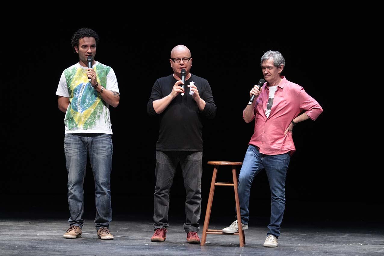 Marco Luque, Marcelo Tas e Serginho Groisman dividiram o palco