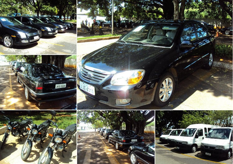 Montagem de fotos do leilão de carros da Câmara dos Deputados