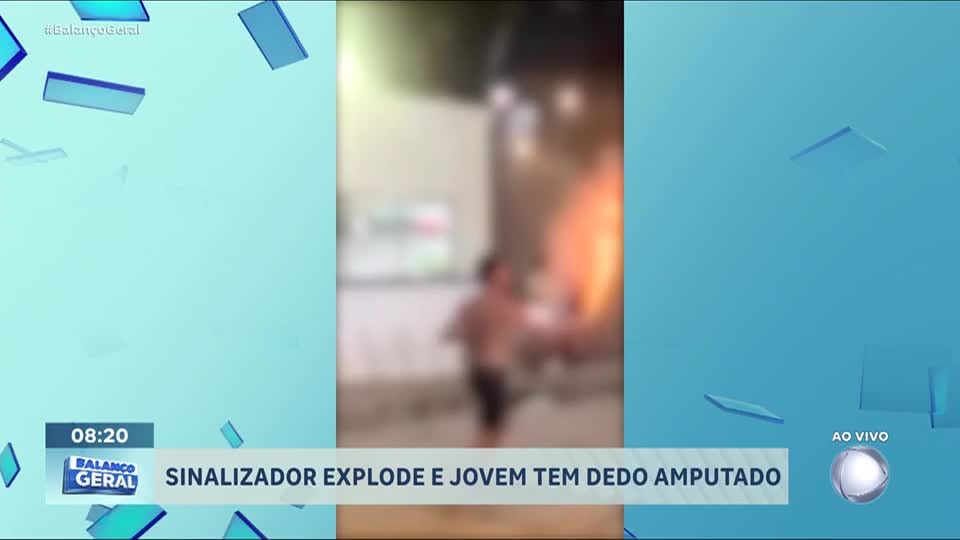 Sinalizador explode durante guerra de espadas e jovem precisa amputar o dedo
