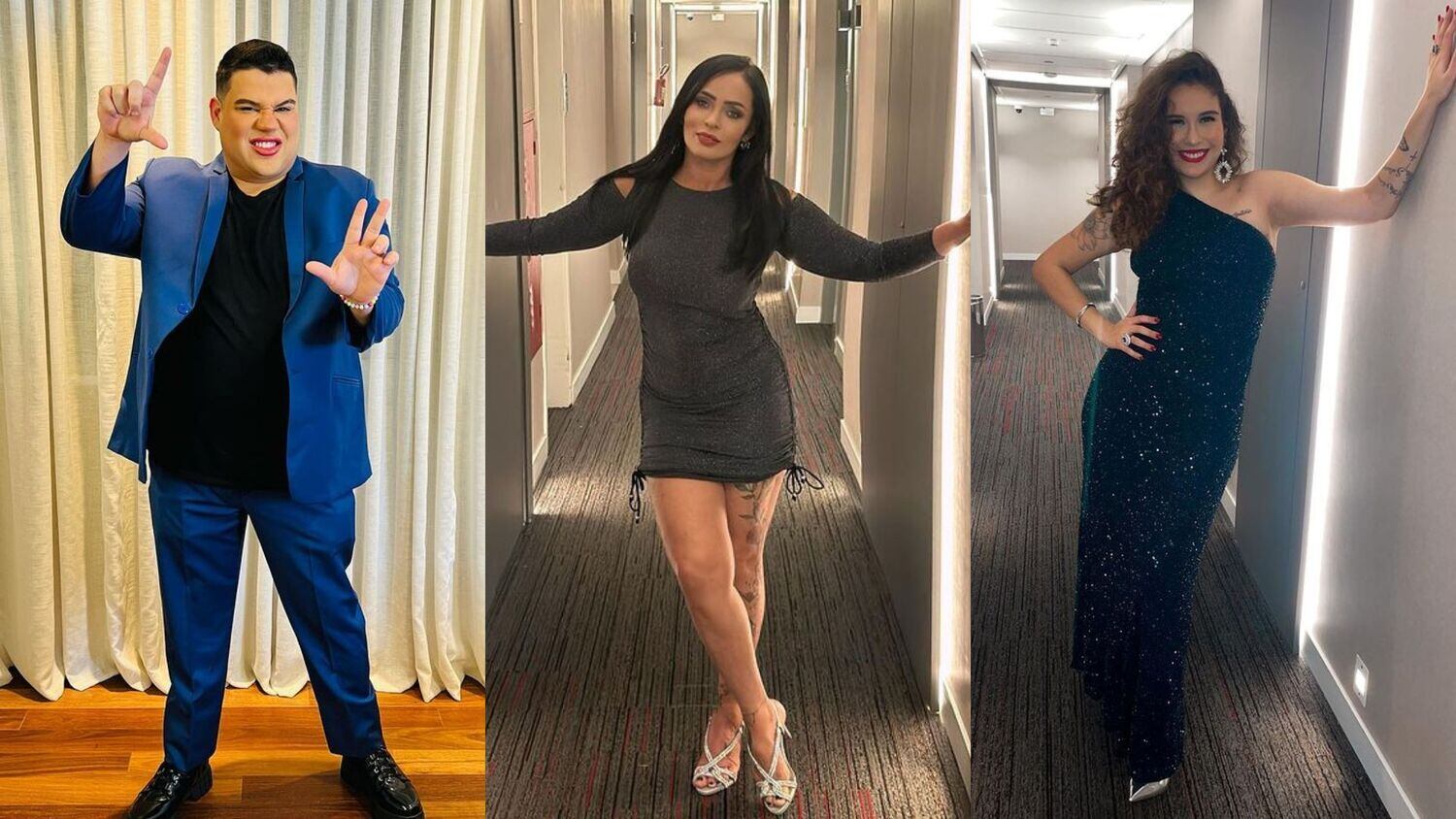 Erick Ricarte não poderia deixar de homenagear o bombonzinho com o terno azul, mas elegeu o preto para a camisa e sapatos! Sandra Melquiades apareceu com vestido brilhante no tom. A peça tem recortes para valorizar os ombros e drapeado na barra. Já Stephanie Gomes arrasou com vestido de gala em lantejoulas e maxi brincos. Lindos, não é?