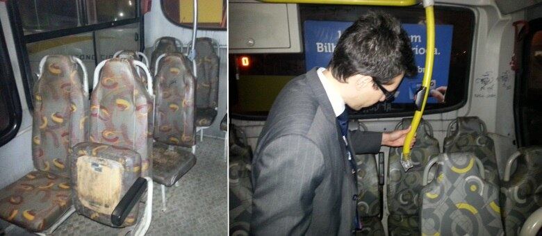 Ônibus vistoriados por agentes do Procon-RJ tinham bancos e balaústres quebrados; duas empresas foram multadas