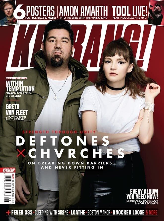 Capa da Kerrang! com Chino Moreno (Deftones) e Lauren Mayberry (CHVRCHES)