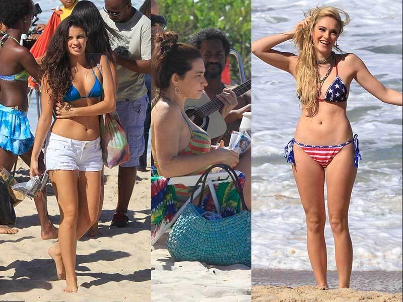 Teve gravação na praia do Grumari no Rio de Janeiro nesta segunda (12) e as atrizes de Geração Brasil mostraram o corpão de biquíni