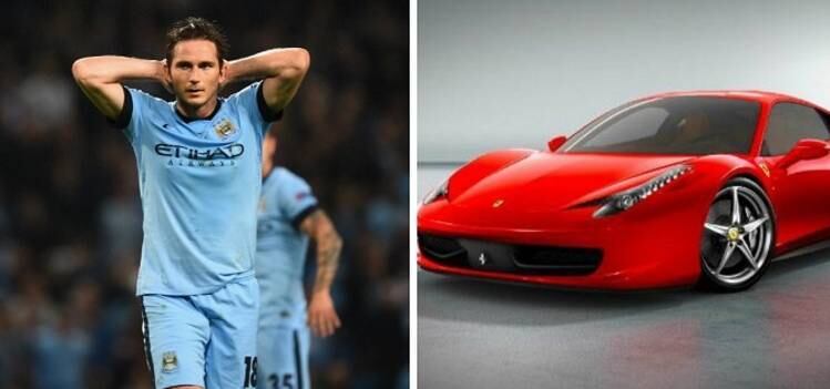 Perto da aposentadoria, Frank Lampard usa o que já ganhou com o futebol, desfrutando do conforto de uma Ferrari e anda com um modelo 458 Italia de R$ 812 mil