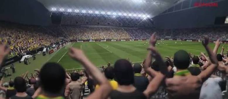 PES 2016, que terá times e estádios brasileiros (como a Arena Corinthians, na imagem), sai no dia 15 de setembro