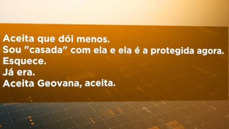 O suposto rapaz teria mandado um áudio pedindo para que Geovana o esquecesse. A mãe da menina revelou que uma amiga da atual namorada do adolescente teria tomado as dores e foi tirar satisfação, resultando em uma briga