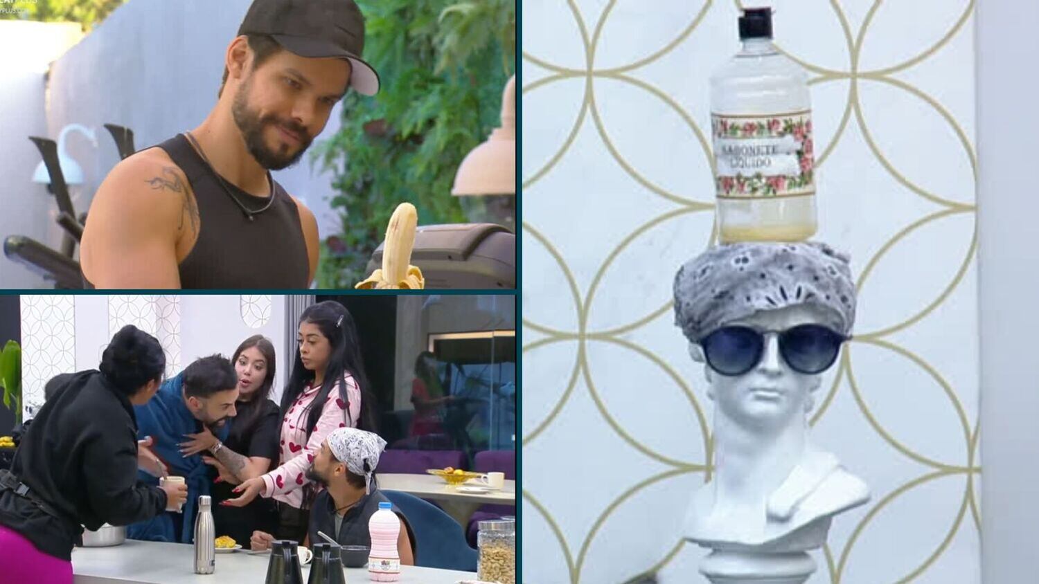 E a "Saga das Bananas", então? Alexandre Suita e Bruno Tálamo se envolveram em uma tremenda confusão por causa da fruta. Quando ainda eram Donos da Mansão, Alê não gostou de ser chamado de "banana" pelo colega durante o programa ao vivo e por conta disso, deixou bananas na cama dele. Foi o que bastou! O jornalista ficou irritado, foi contar tudo para seus coleguinhas e arranjou confusão na 'hora do recreio'! A turma toda se divertiu com a história e ficou comentando durante um bom tempo. Para não ficar por baixo, Bruno deixou um sabonete na cabeça da estátua de decoração da Mansão, em homenagem ao desafeto e suas "sabonetadas"  
