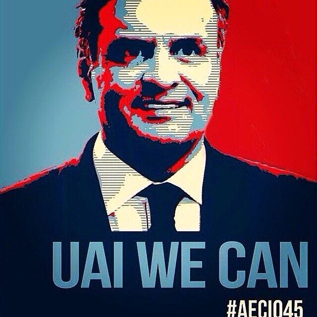Em ironia à derrota de Aécio Neves na corrida presidencial, os internautas fizeram uma paródia da imagem do presidente dos Estados Unidos, Barack Obama, e transformaram a frase Yes, We Can (Sim, nós podemos) em Uai, We Can, para brincar com Minas Gerais, Estado que já foi governado pelo tucano e que elegeu Dilma Rousseff