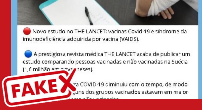Publicação com distorções sobre estudo publicado na revista The Lancet