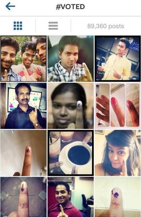 Isso é o que acontece quando você pesquisa pela hashtag "#voted" ("#votado", em tradição livre) no Instagram