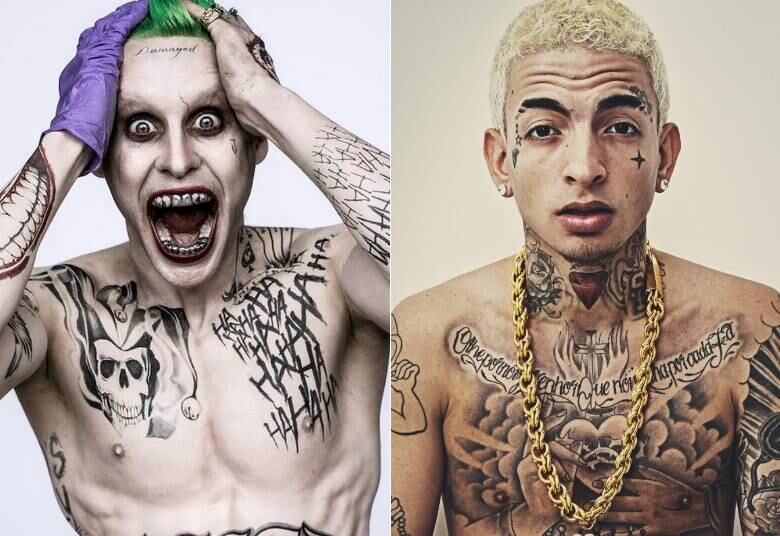 Novo Coringa é comparado com MC Guimê
A primeira imagem oficial de Jared Leto como o Coringa do Esquadrão Suicida virou piada para os brasileiros. Cheio de tatuagens e com o cabelo colorido, o personagem foi comparado a MC Guimê nas redes sociais. "Cada país tem o Coringa que merece" era uma das frases mais ditas pelos internautas. Confira as comparações
