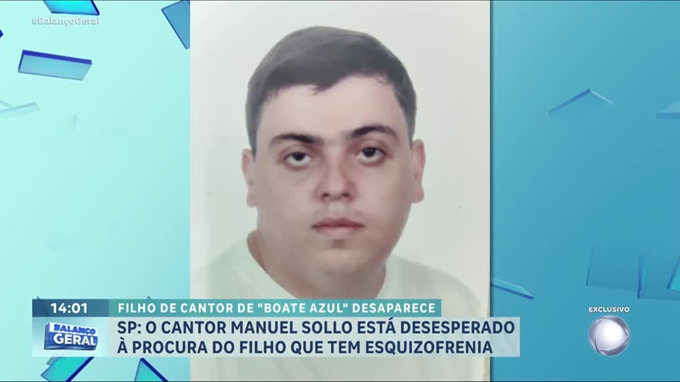Filho do cantor Manuel Sollo está desaparecido há seis dias em Franco da Rocha