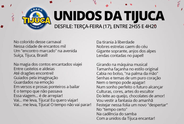 Para tentar o bicampeonato, a escola vai falar sobre a Suíça