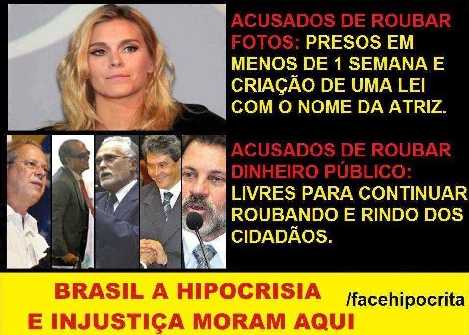 Internautas falaram que a "hipocrisia" e a "injustiça" moram no Brasil