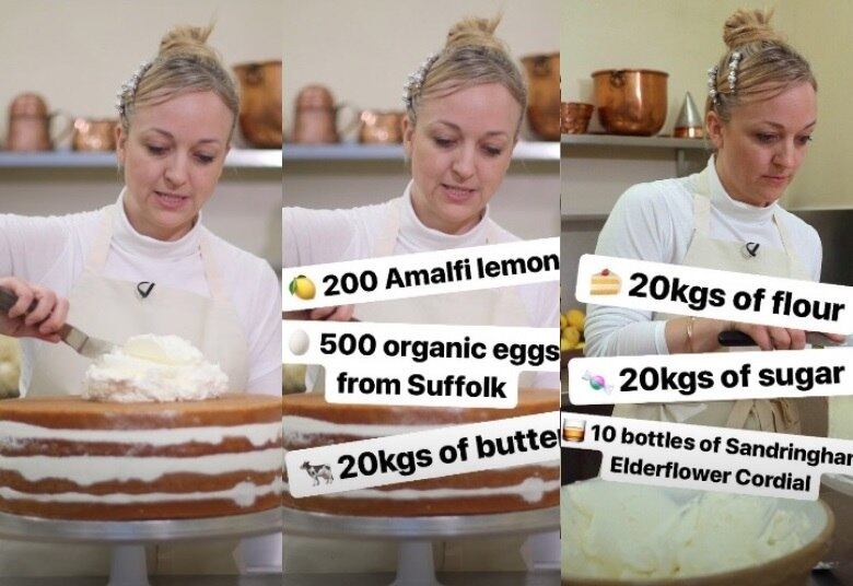 Até mesmo a receita foi publicada e dá para ter ideia do sabor. Será um bolo de massa branca, com camadas com creme à base de limões amalfitanos (lembra o limão siciliano). Foram usadas 200 frutas, 500 ovos orgânicos, 20kg de manteiga, 20kg de farinha, 20kg de açúcar e dez garrafas de Sandringhan Elderflower Cordial, uma bebida destilada à base de flores, que lembra uísque