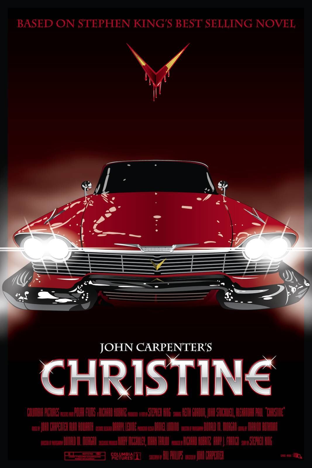 Christine (1983)
Arnie Cunningham (Keith Gordon) é um adolescente solitário
que compra um carro antigo em um ferro velho e chama carinhosamente de
Christine. O problema é que o carro é um ser vivo, que tem ciúmes do dono e faz
de tudo - inclusive transformar o dono em um garoto popular – para atrair
garotas e depois matá-las