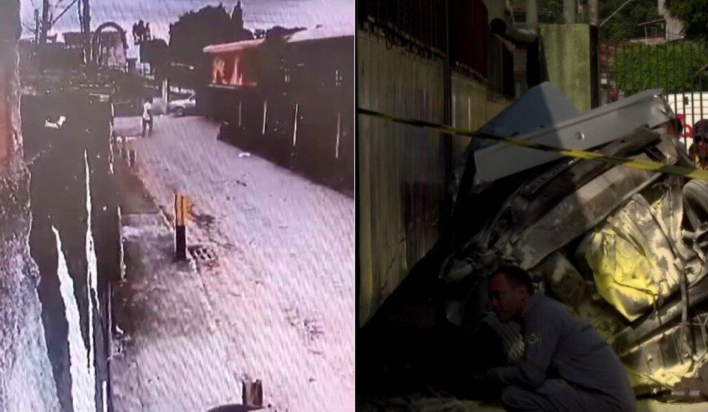 Trem destruiu carro na estação de Satuba