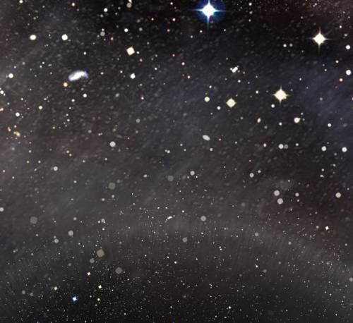 De acordo com o artista, utilizando dados da Nasa, o Universo conhecido tem cerca de 93 bilhões de anos-luz de largura