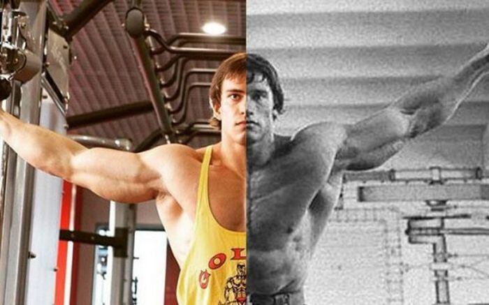 O russo Anton Ryskin, de 21 anos, apresenta incrível semelhança
muito com Schwarzenegger, quando este estava no auge de sua carreira como
fisiculturista. A aparência quase idêntica chega a impressionar quando o garoto
faz fotos parecidas com a do ator norte-americano
