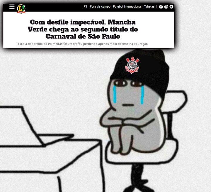 Na mesma semana em que viu o time golear o Corinthians em campo, palmeirenses comemoram título da Mancha Verde no Carnaval de São Paulo.