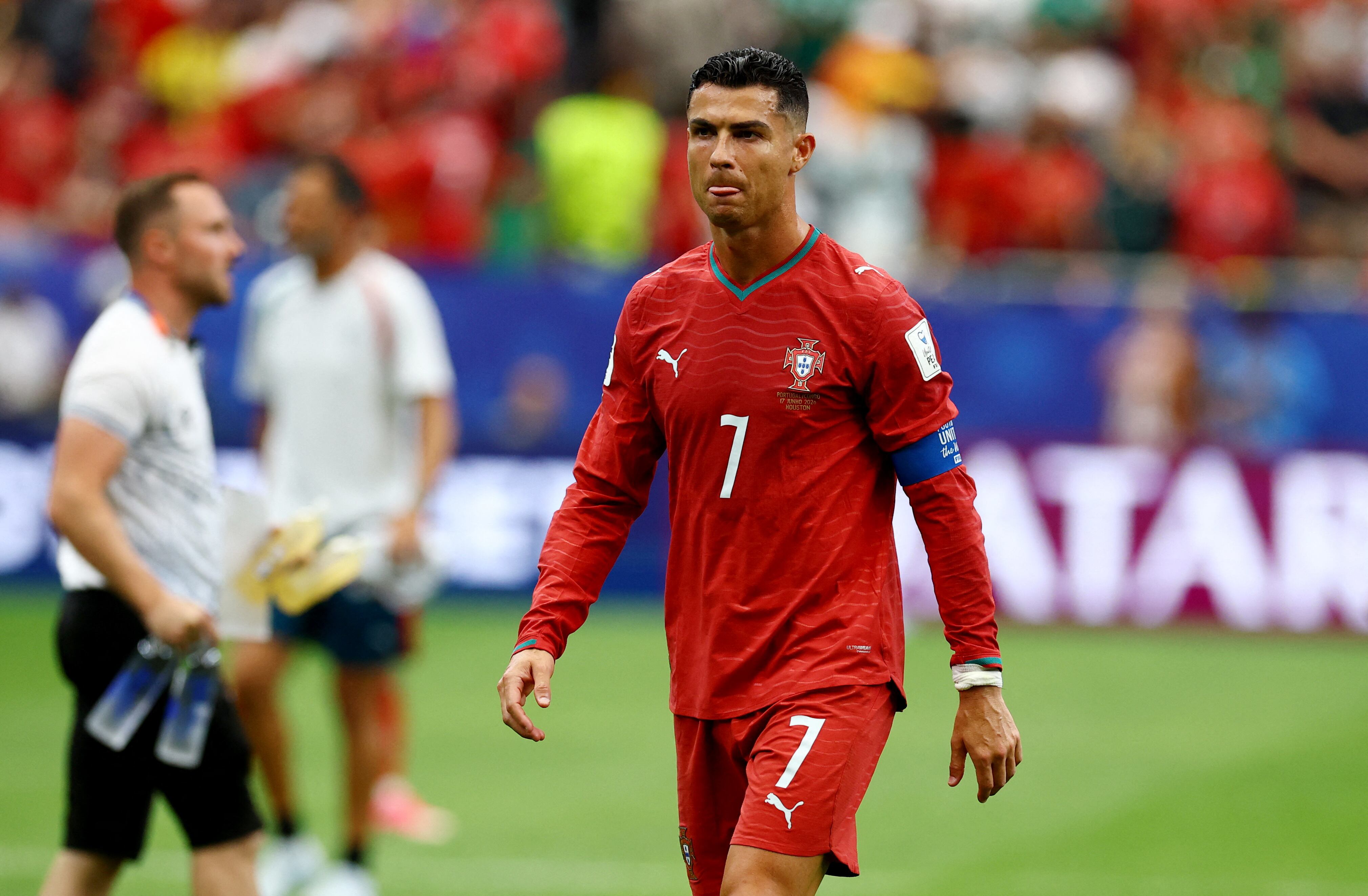 Cristiano Ronaldo em campo pela seleção de Portugal diante da RD Congo na Copa do Mundo