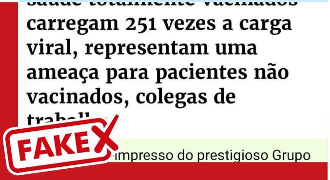 Mensagem traz informação falsa sobre carga viral em trabalhadores de saúde vacinados
