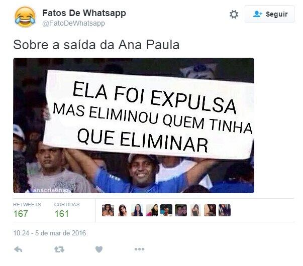 O público destacou o quanto a Ana Paula foi marcante no jogo