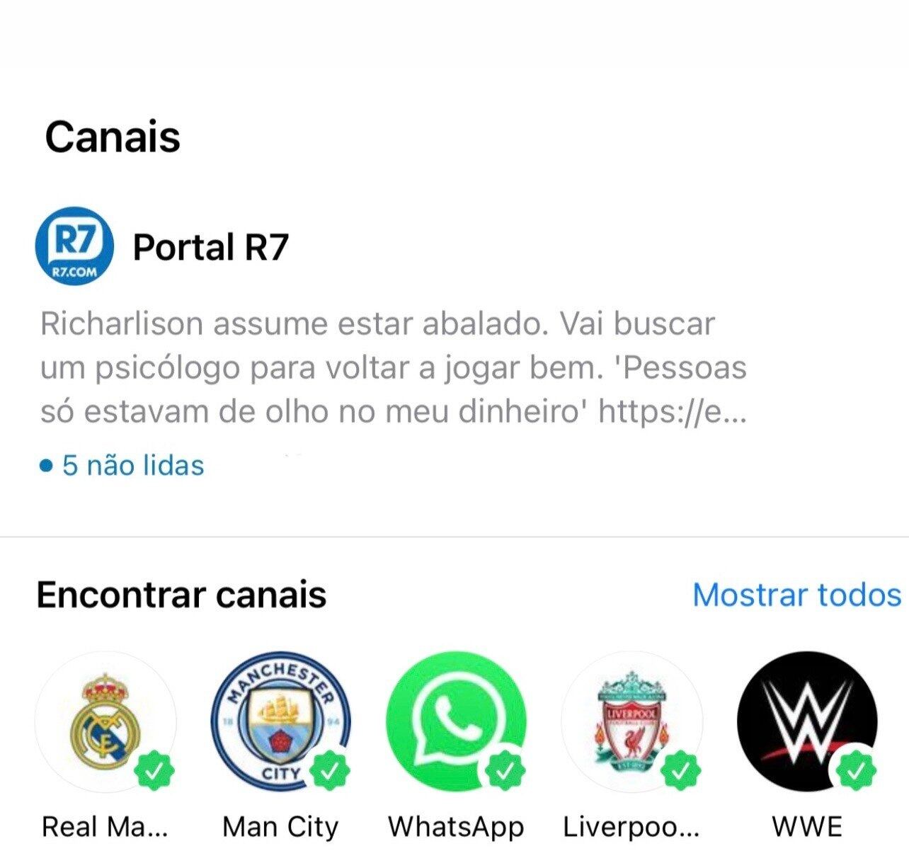 Participe do Canal do R7 no WhatsApp