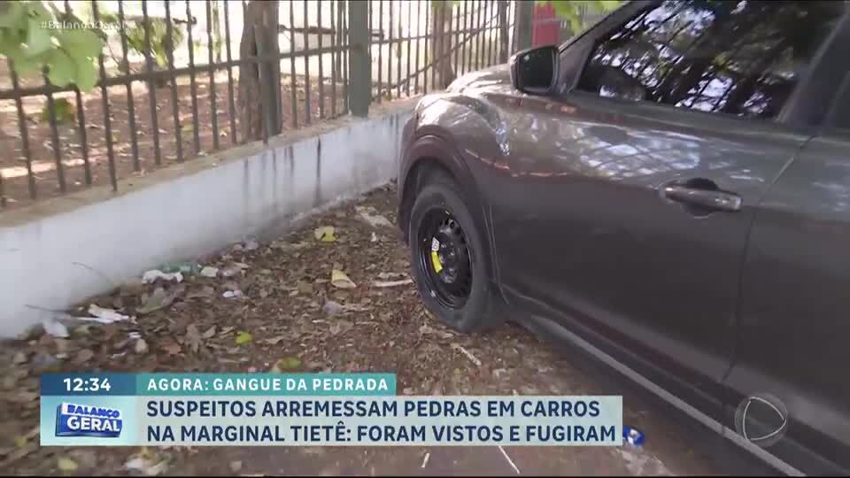 Seis homens atacam carros com pedras na Marginal Tietê, em São Paulo