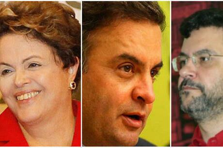 Dilma (PT), Aécio (PSDB) e Pimenta (PCO): pedido de candidatura