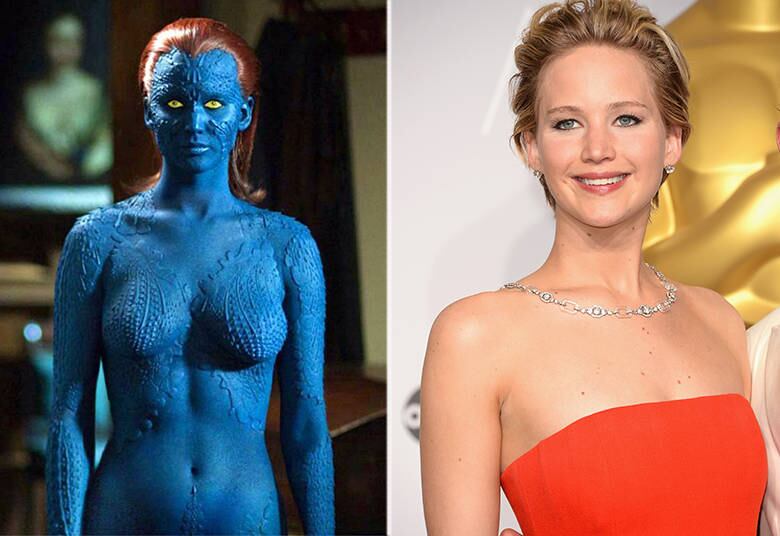 A Mística de X-Men é uma moça bem conhecida do cinema: a beldade Jennifer Lawrence