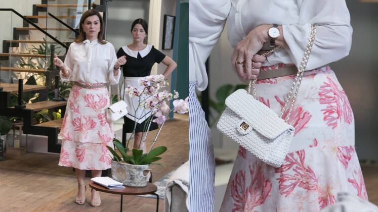 Ísis chamou a atenção de Mirela com sua bolsa ao chegar à casa da neta em Florianópolis. A influenciadora não perdeu tempo e tirou uma foto com a avó para postar nas redes sociais 
