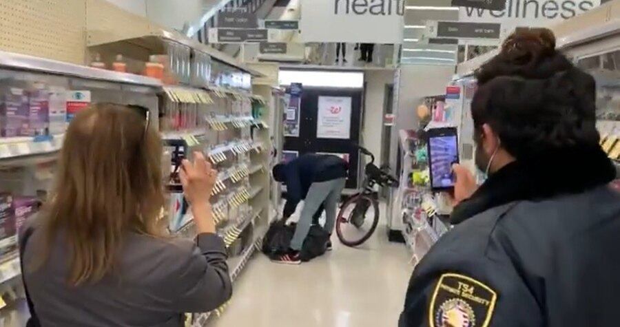 Segurança grava vídeo enquanto homem furta produtos de farmácia; vídeo viralizou nos EUA
