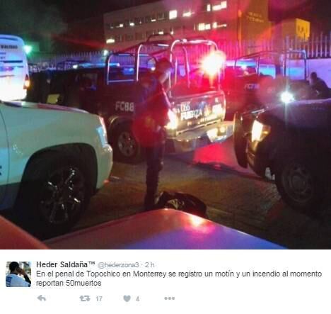 Os combates irromperam antes da meia-noite local em duas áreas do presídio de Topo Chico e envolveram uma facção do brutal cartel dos Zetas e outro grupo, declarou o governador do Estado de Nuevo León, Jaime Rodríguez
