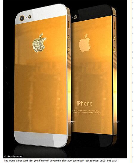 A
versão de ouro do iPhone já existe – e custa caro! Você pode encomendar o celular,
feito de ouro e diamantes, por R$ 70 mil.  Ao que parece, a Apple quer faturar com o
sucesso do aparelho dourado, sem cobrar tão caro de seus consumidores