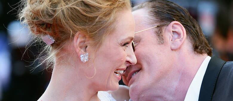 Uma e Tarantino demonstraram intimidade no tapete vermelho de Cannes