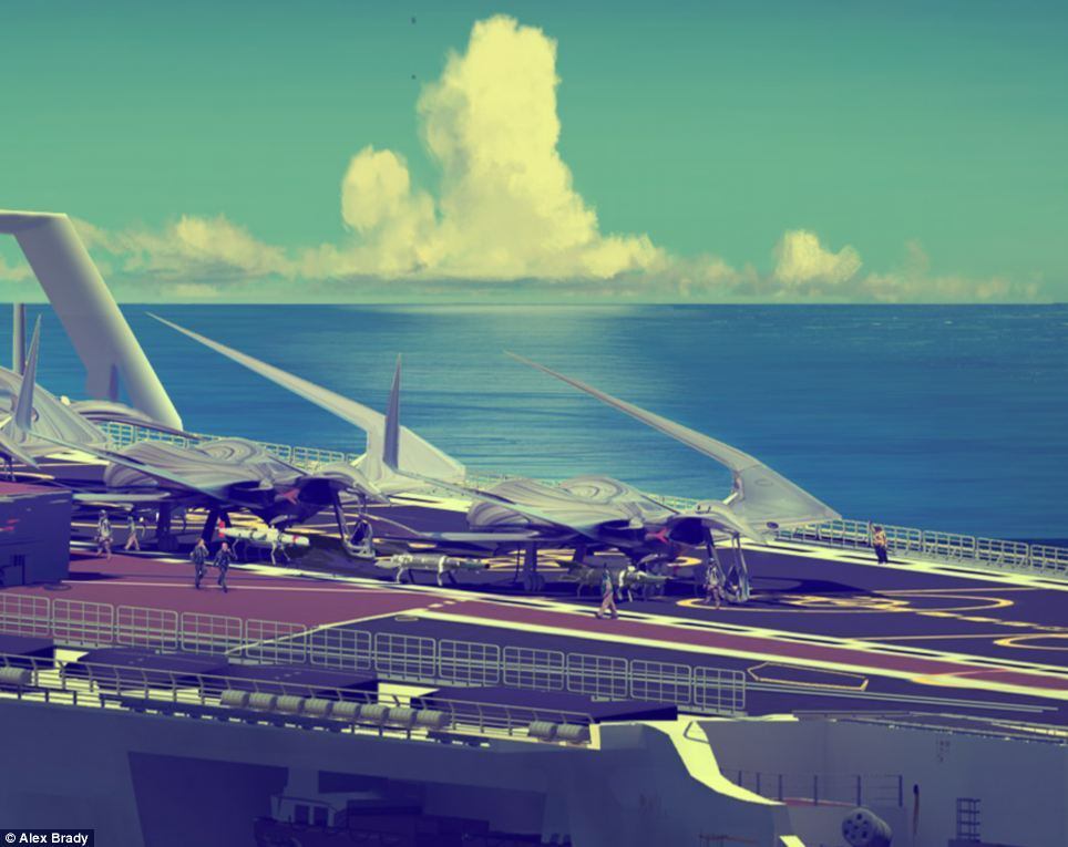 Os aviões dispostos na imagem têm um visual esguio e veloz. Para criá-los, o inglês se inspirou no pássaro painho-de-ventre-branco, que mergulha no mar para pescar seus alimentos