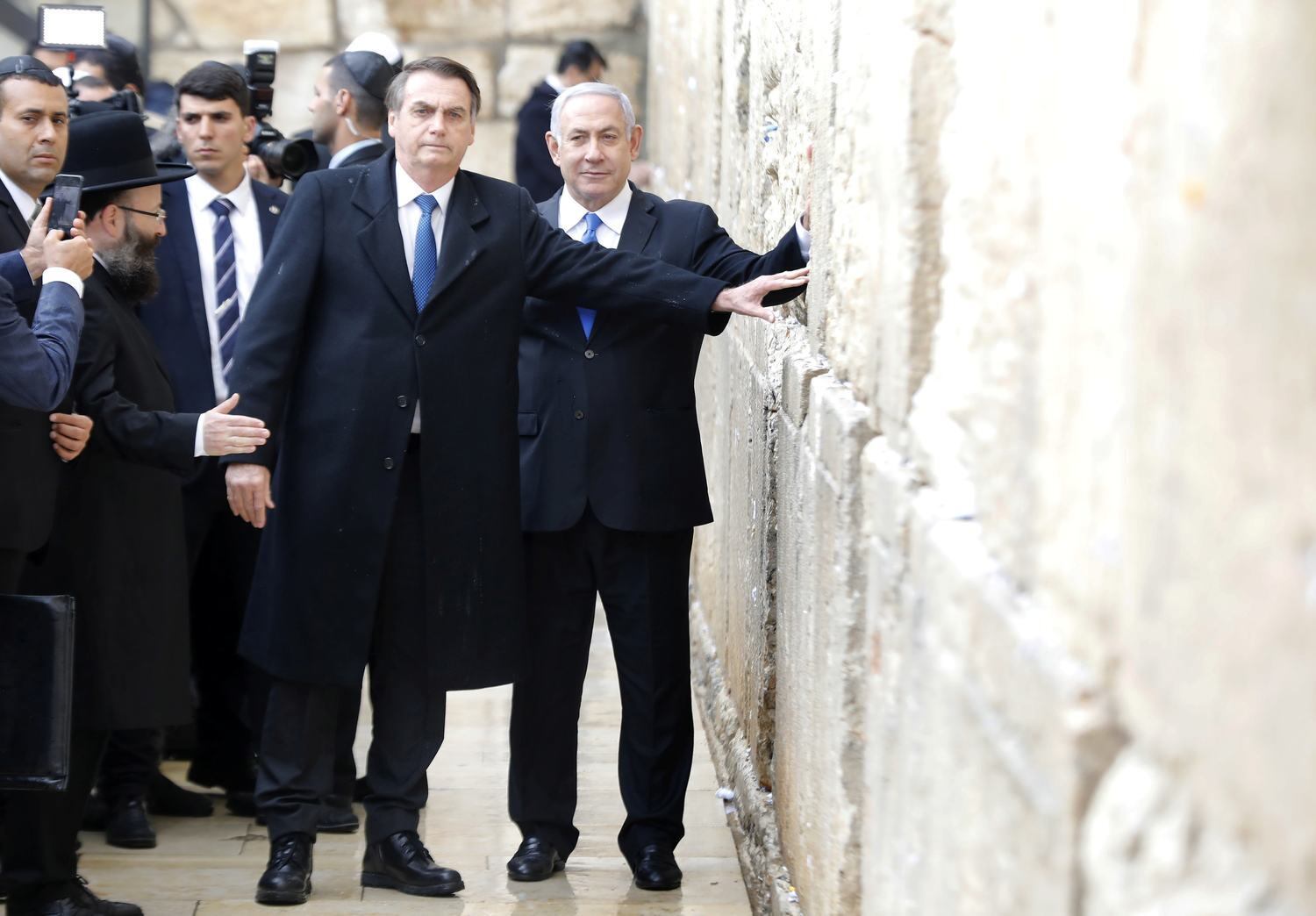 Bolsonaro e Netanyahu no Muro das Lamentações