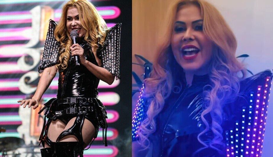 Joelma com o look futurista no festival Turá