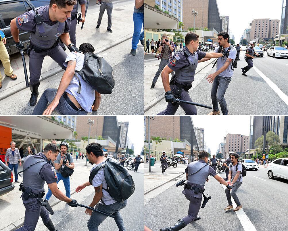 De acordo com apuração do R7, pelo menos cinco pessoas foram presas, todas contrárias à manifestação em apoio ao magnata norte-americano. Já o comando da PM no local afirma haver "2 ou 3" detidos 